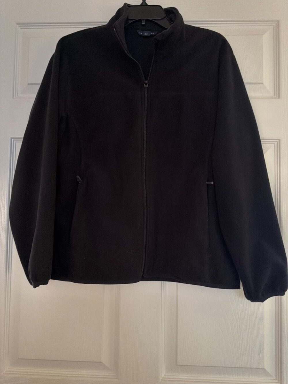 Lands End Black Fleece Jacket Womens L 14-16 Full Zip Warm Lightweight Outerwear